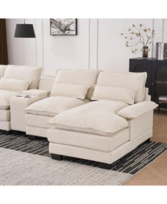 Streamdale Modern U-Shaped Sofa with Console, USB, Sleeper Couch
