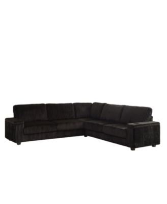  Oversized Corduroy Corner Sofa w/ Storage, USB, Cup-holder (Not Combinable