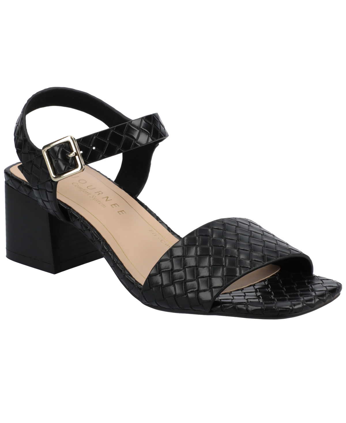 Journee Collection Women's Shaina Open Toe Sandals - Black Wove