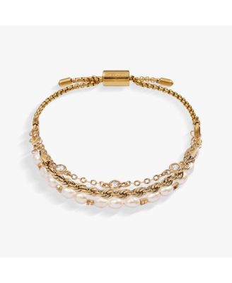 Crystal + Pearl Stranded Bracelet Set