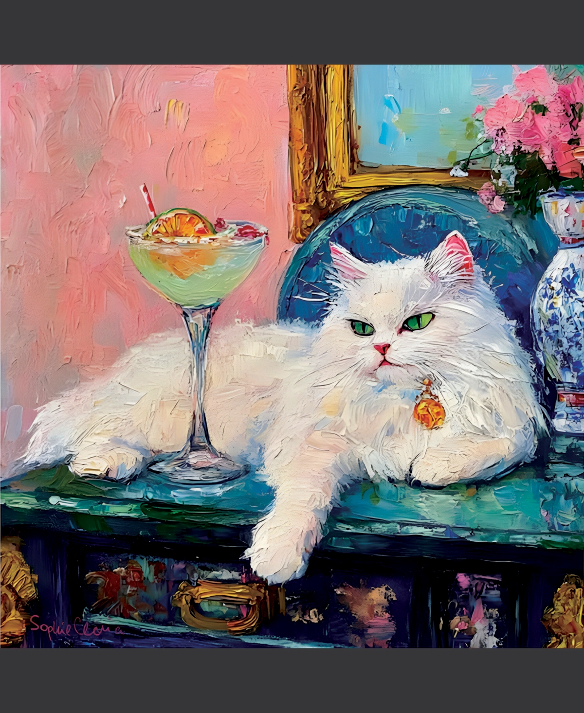 SunsOut A Glass of Catnip 500 piece Jigsaw Puzzle for Adults