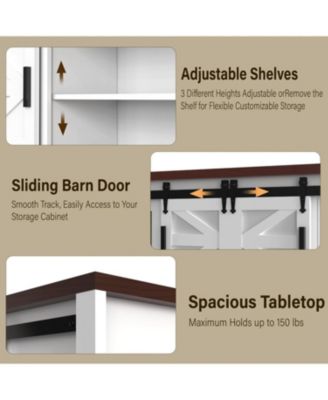 31" Tall Media Cabinet with Open Shelf and Sliding Barn Door Modern Farmhouse TV Stand