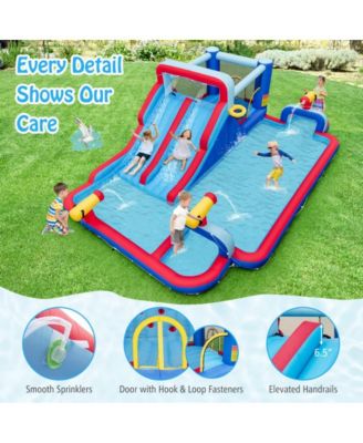 Inflatable Water Park for Kids with Dual Slides Climbing Wall and Splash Pool