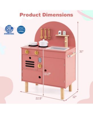 Wooden Kids Play Kitchen Set with Interactive Cooking Areas and Storage Shelves