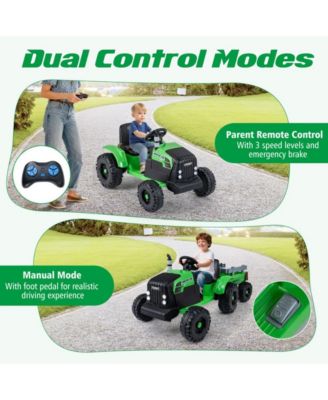 Kids 24V Ride On Tractor with Detachable Trailer Remote Control and Safety Features