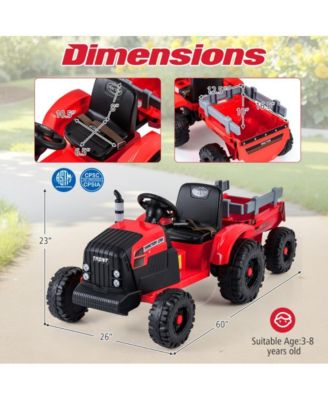 Kids 24V Ride On Tractor with Detachable Trailer Remote Control and Safety Features