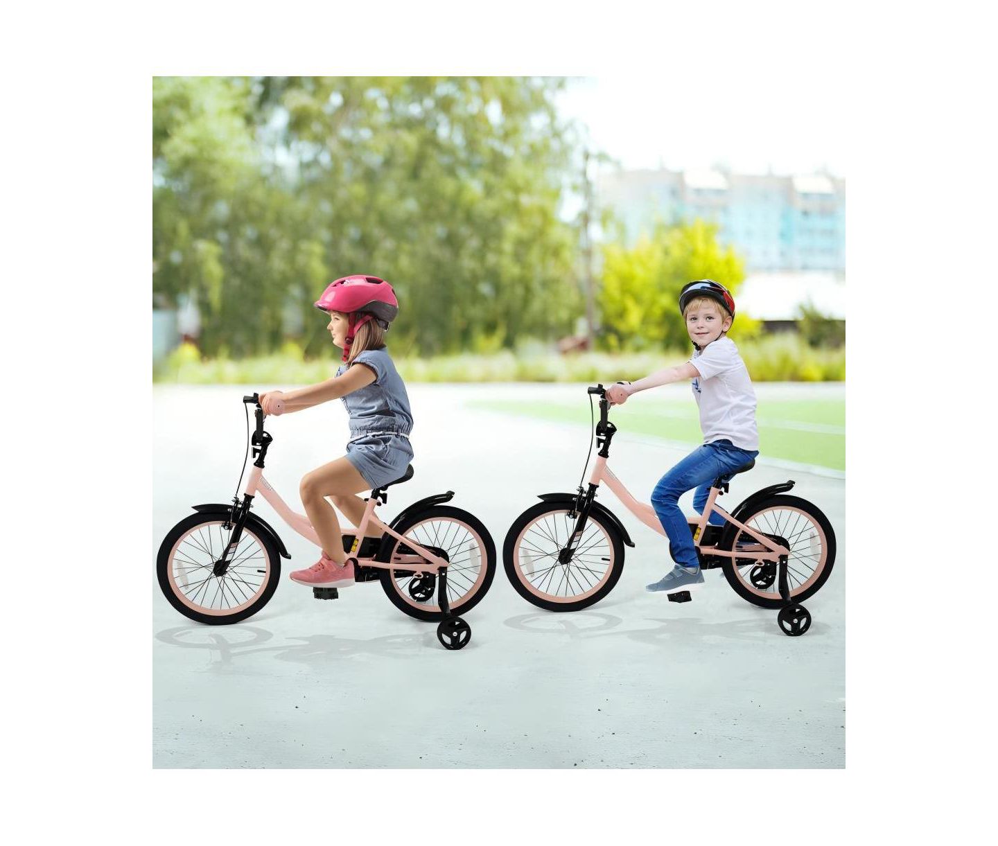 Детская игрушка HONGGE Adjustable Training Bicycle with Dual Brakes and All-Terrain Tires, Ages 3-10, цвет: Розовый — фото 4