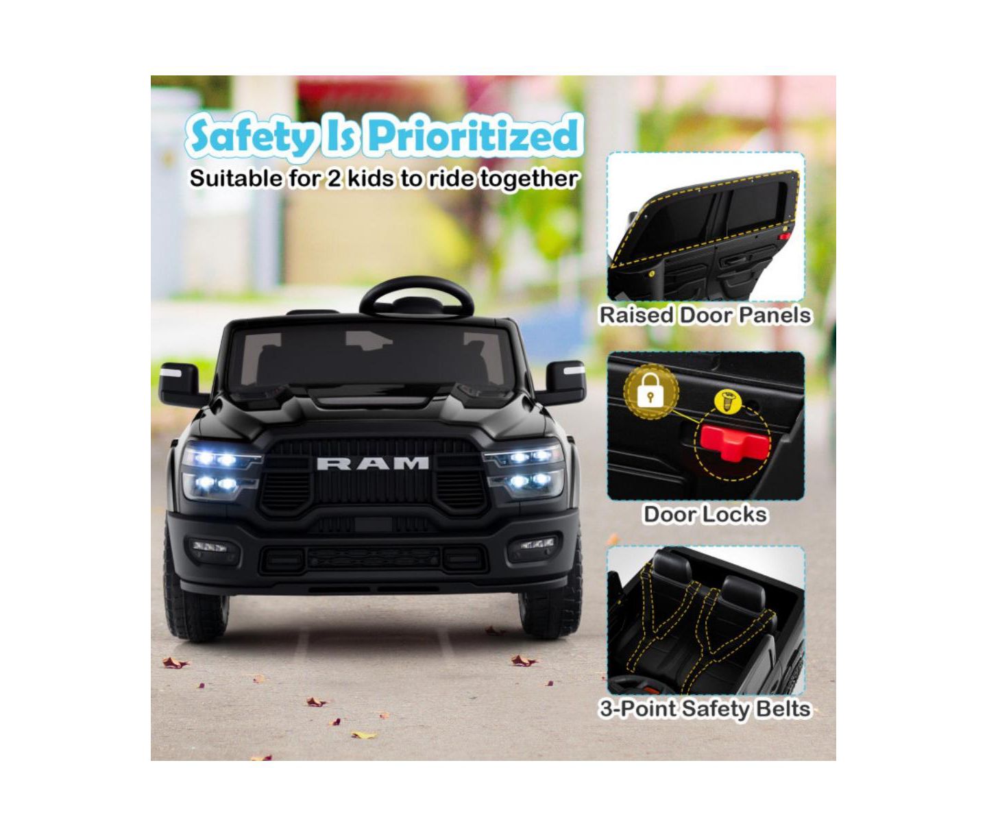 Детская игрушка HONGGE Rebel 24V Two-Seater Ride-On Truck with Remote Control, Ages 3-10, цвет: Чёрный — фото 6