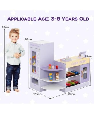 Kids Wooden Supermarket Play Set with Checkout Counter