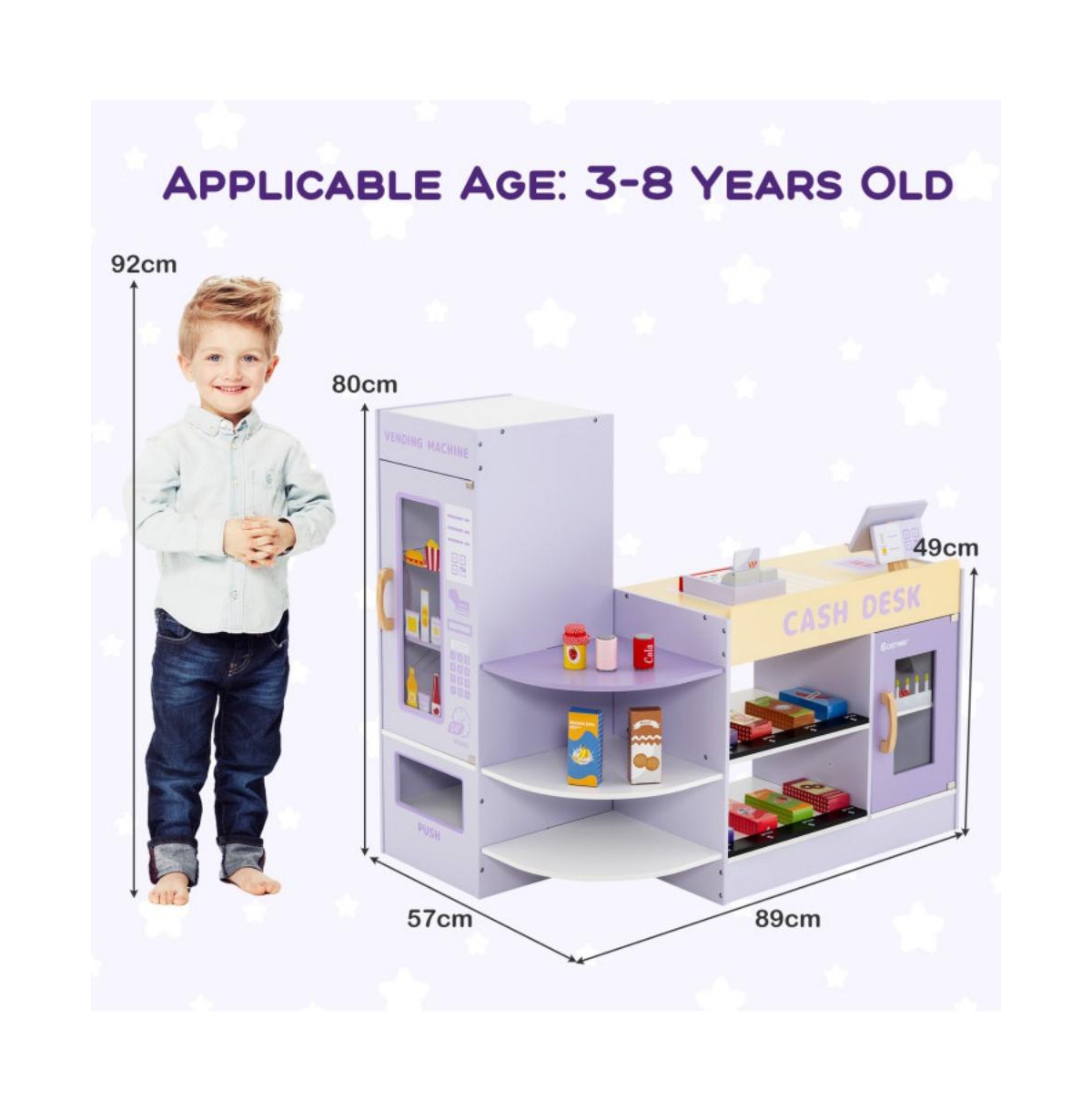 Hongge Kids Wooden Supermarket Play Set with Checkout Counter