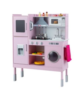 Kids Play Kitchen with Range Hood Ice Maker and Telephone