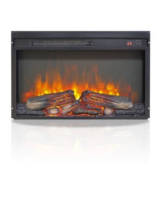 26 inch electric fireplace insert, ultra thin heater with log set & realistic flame, remote control with timer, overheating protection