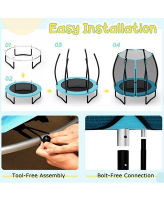 Kid's Indoor Trampoline with Safety Enclosure Bungee Cords and Galvanized Steel Frame