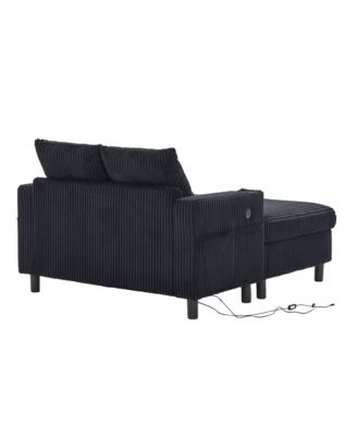 Streamdale Corduroy Oversized Recliner Sofa w/ USB, LED, Cup Holder