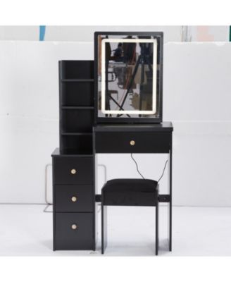 Streamdale Compact Bedside Vanity Table with LED Mirror