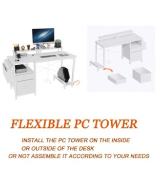  47" Multifunctional Desk with Power Outlet and Storage