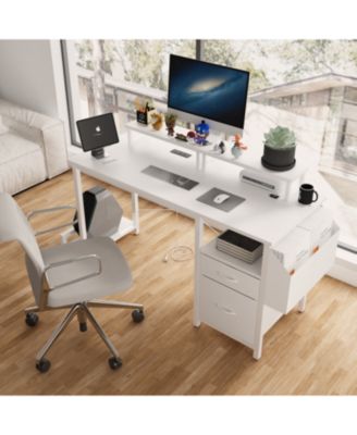  47" Multifunctional Desk with Power Outlet and Storage