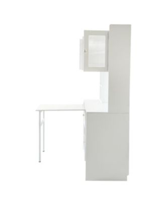 Computer Desk with Hutch, Rotating Desktop, Large Workspace