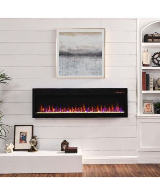 60 Inch Electric Fireplace, Recessed and Wall Mounted Fireplace