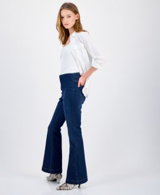 Women's High Rise Pull-On Flare Jeans, Created for Macy's