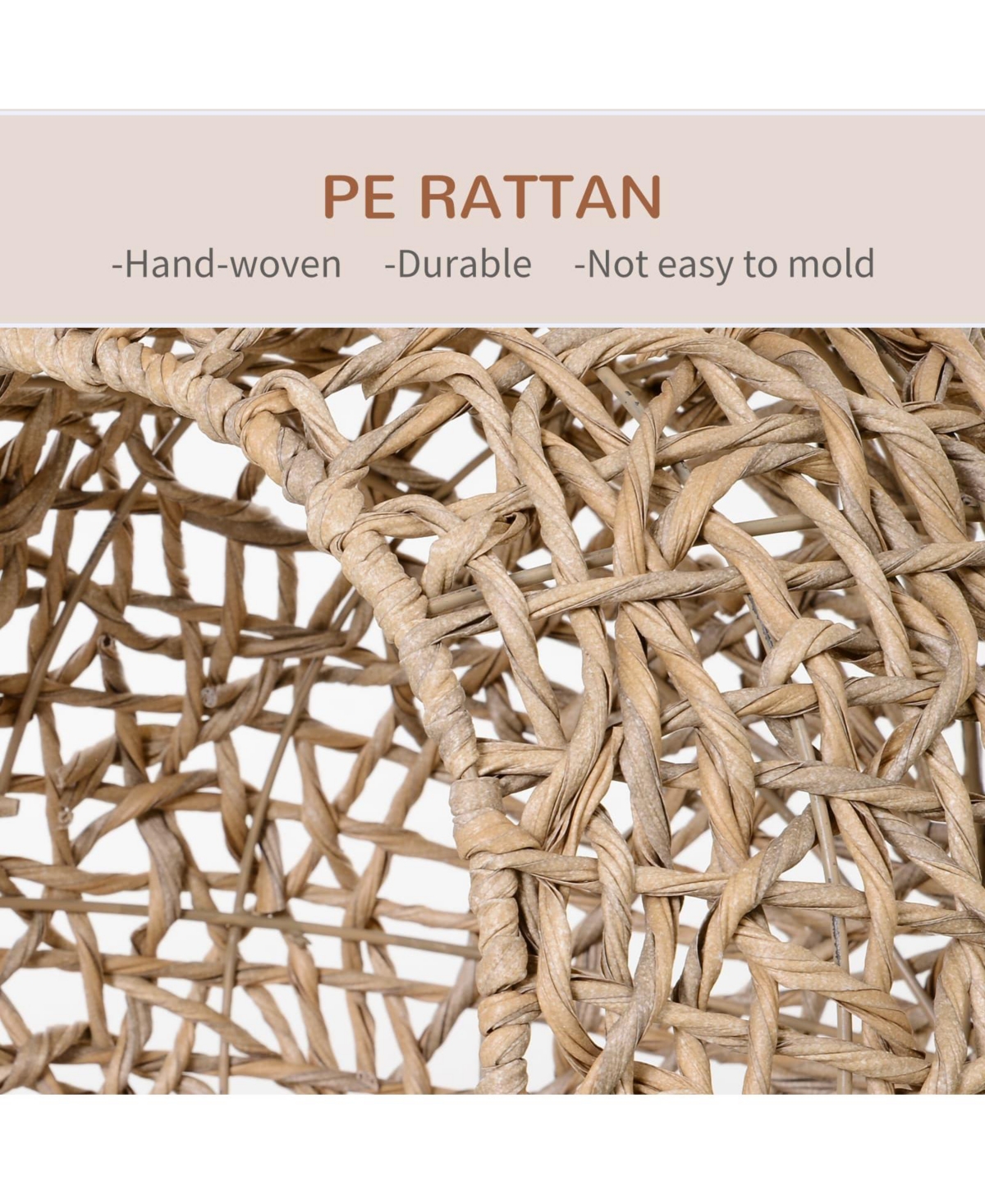 Zeus & Ruta 20.5 Inch Beige Woven Banana Leaf Elevated Cat Bed