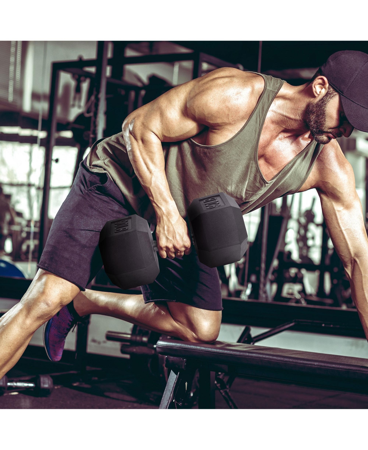 Signature Fitness Hex Single Dumbbell Strength Training Workout Equipment, 90 lb