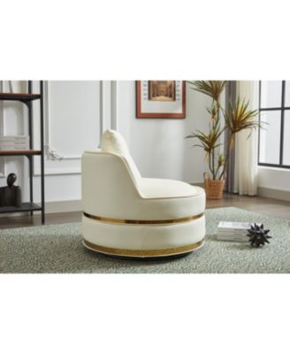 Swivel Accent Chair, Faux Leather Barrel Club Chair