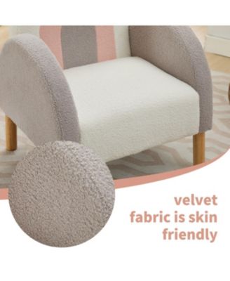 Accent Chair Sofa, Toddler Fabric with Solid Wooden Frame,Rainbow Design