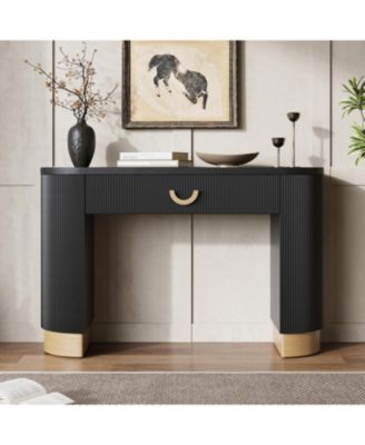 Ribbed Console Table with Drawer