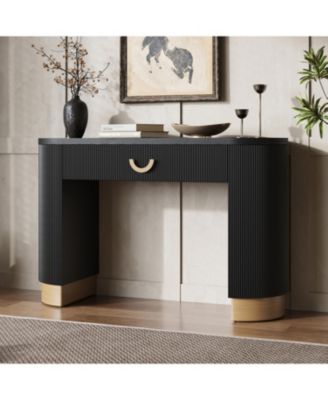 Ribbed Console Table with Drawer