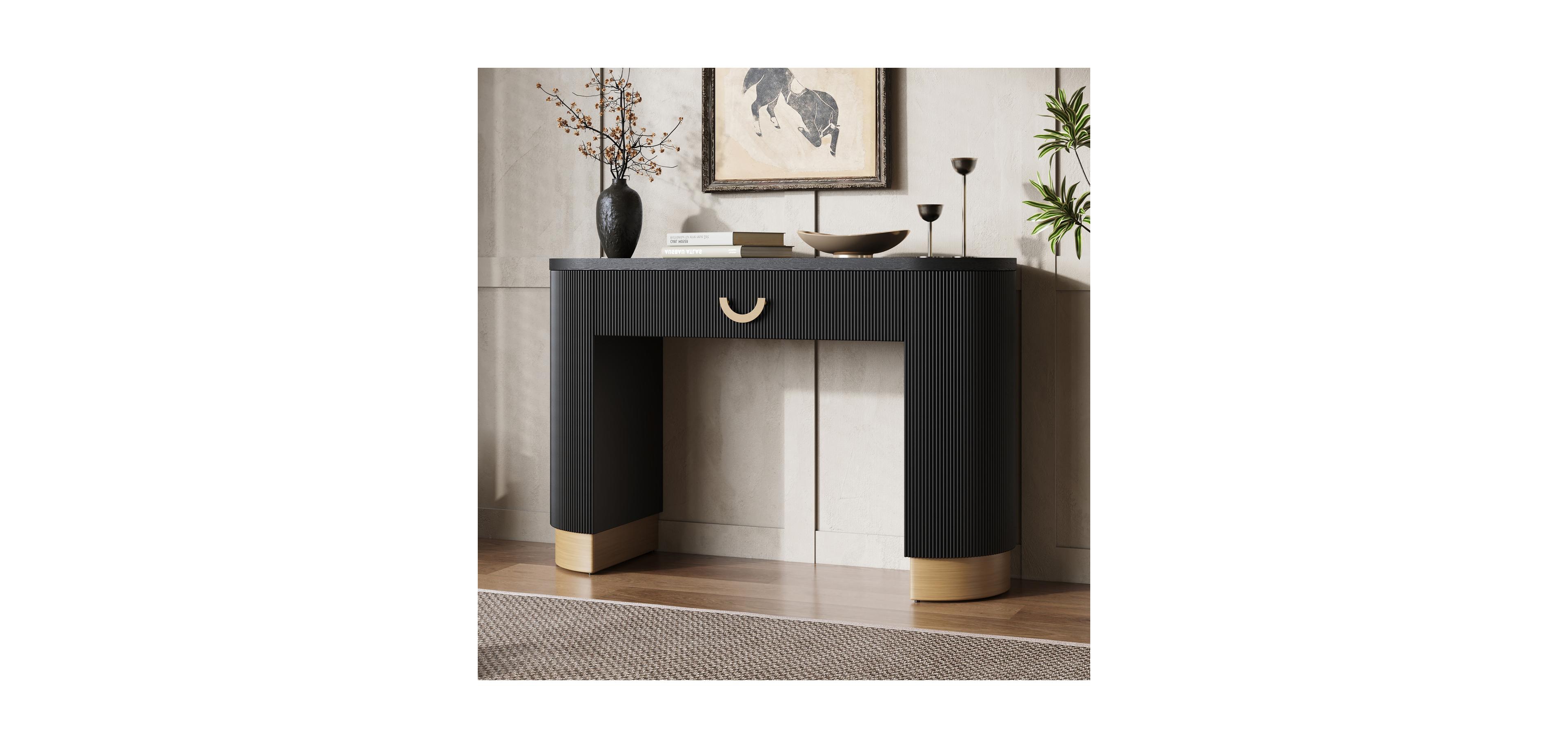 Streamdale Furniture Ribbed Console Table with Drawer