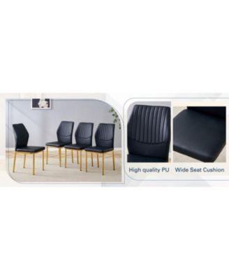 Luxury Black PU Dining Chairs - Gold Legs (Set of 4)