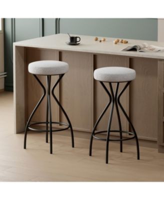 29" Floral Counter Stools - Black & White (Set of 2)