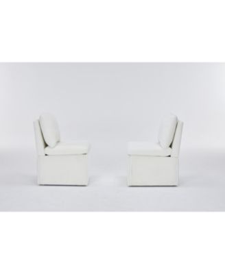 Linen Ivory Dining Chair with Casters & Storage (Set of 2)