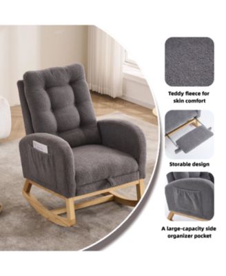 Dark Gray Rocking Chair with Footrest