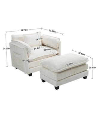 Oversized Boucle Sofa Bed with Ottoman