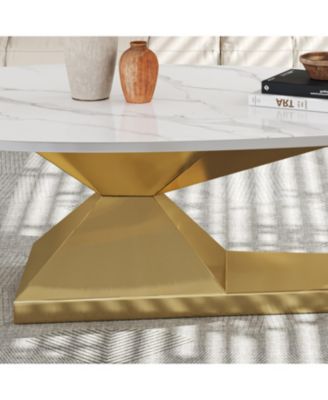 Sintered Stone Coffee Table with Stainless Steel Base