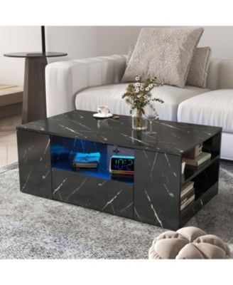 LED Coffee Table with Storage & Shelf