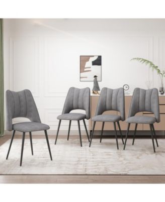 4-Chair Modern Dining Set Metal Legs Grey