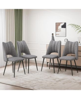 4-Chair Modern Dining Set Metal Legs Grey