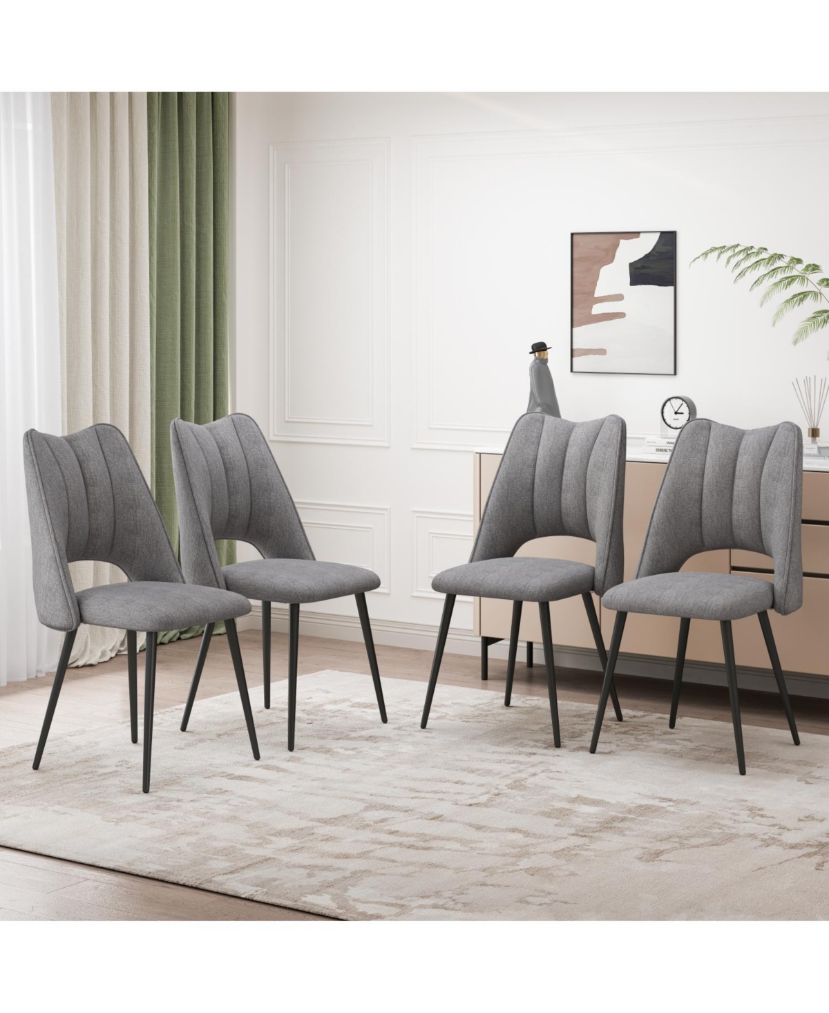 Streamdale Furniture 4-Chair Modern Dining Set Metal Legs Grey