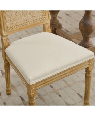  Louis Dining Chairs, Rattan Back, Beige