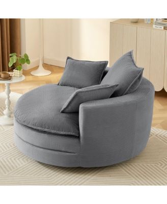 Swivel Barrel Chair with Pillows
