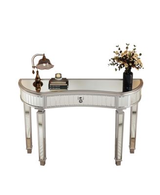 47" Half-Moon Mirrored Console Table - Silver Entryway Vanity
