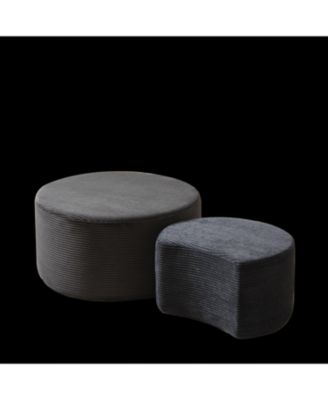 Nesting Coffee Table Set of 2, Upholstered Round Tables