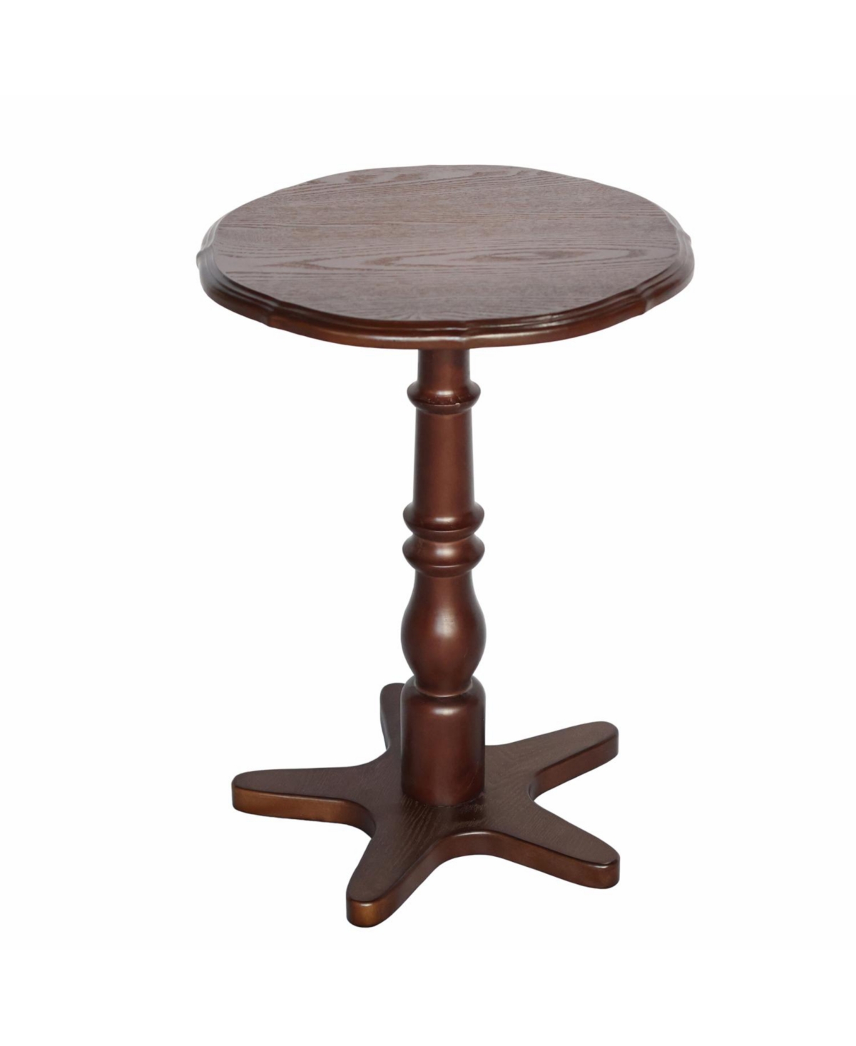 Streamdale Furniture Round End Table - Wooden Pedestal, Vintage Accent (Walnut