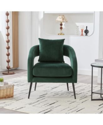  Velvet Open Back Accent Chair with Metal Legs, Green