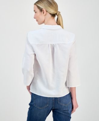 Women's Linen Twist-Hem Blouse, Created for Macy's