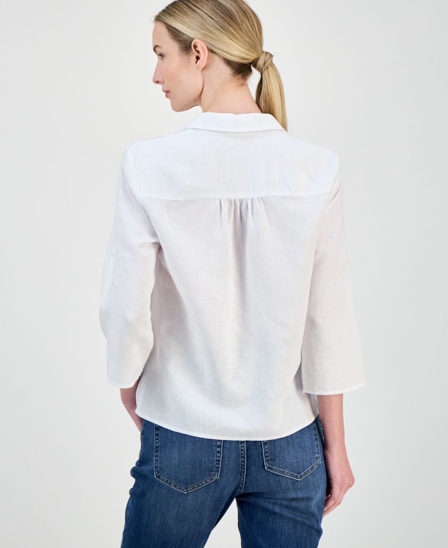 Женская блузка I.N.C. International Concepts Linen Twist-Hem Blouse, цвет: Яркий белый — фото 4