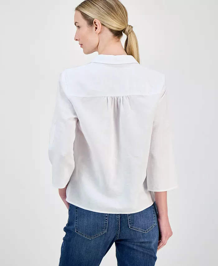 Women's Linen Twist-Hem Blouse - thumbnail 4